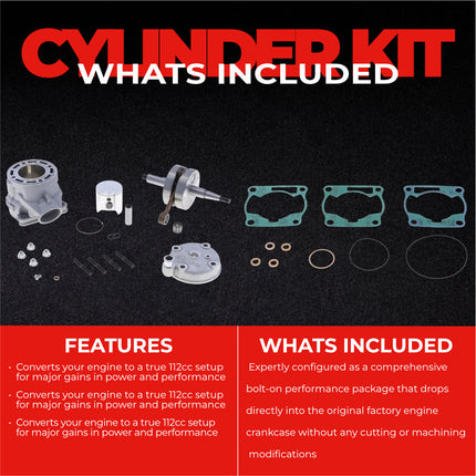 Athena P400485100039 Cylinder Kit Big Bore Stroker 112cc; Yamaha 85 YZ 85 02-18; 53mm Bore with Cylinder Head and Crankshaft included