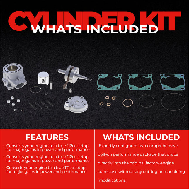Athena P400485100039 Cylinder Kit Big Bore Stroker 112cc; Yamaha 85 YZ 85 02-18; 53mm Bore with Cylinder Head and Crankshaft included
