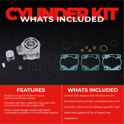 Athena P400485100093 Standard Bore Cylinder Kit (47.5mm, 85cc) - Premium 2-Stroke Top End Rebuild Kit with Gaskets, Compatible with Yamaha YZ85 2002-2018