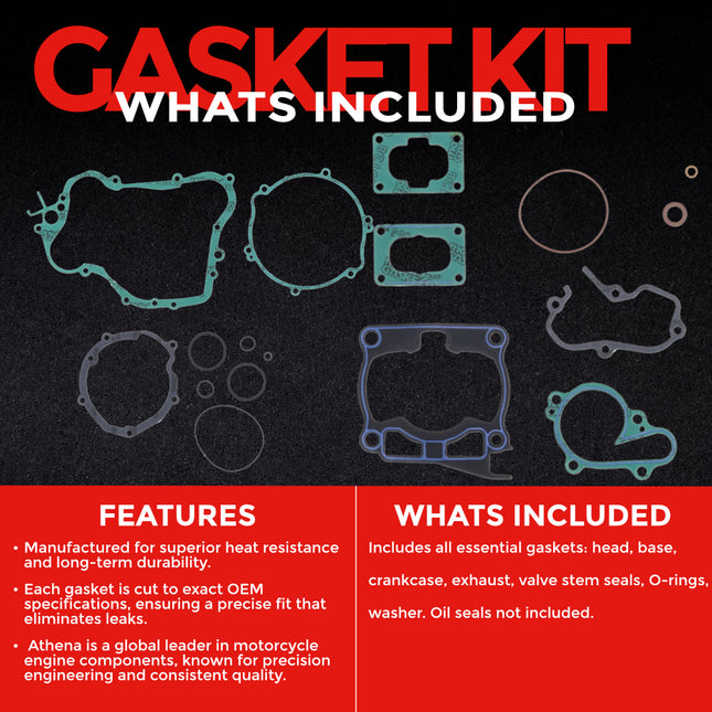 Athena P400485850116 Full Gasket Kit for Yamaha YZ125 (1999‑2004) – Complete Engine Gasket Set for 2‑Stroke Rebuilds (Oil Seals Not Included)