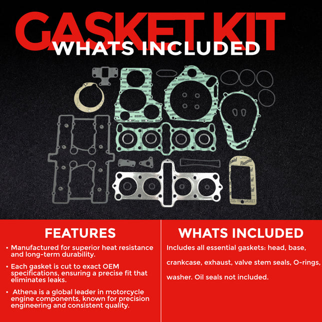 Athena P400510850700 Full Gasket Kit for Suzuki GS750 (1977‑1980) – Complete Engine Gasket Set for 4‑Cylinder Rebuilds (Oil Seals Not Included)