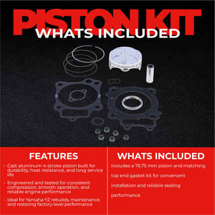 Athena P5F0768245001A Top End Piston Kit with Gasket Kit for Honda 250 CRF-R 2010-2013 - 76.75 mm Forged 4-Stroke Piston Replacement Kit - Motocross Dirt Bikes