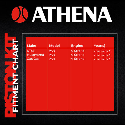 Athena P5F0780093001A Top End Piston Kit with Gasket Kit for KTM / GAS GAS / HUSQ 250 (2020-2023) - 77.96 mm Forged 4-Stroke Piston Replacement Kit - Motocross Dirt Bikes