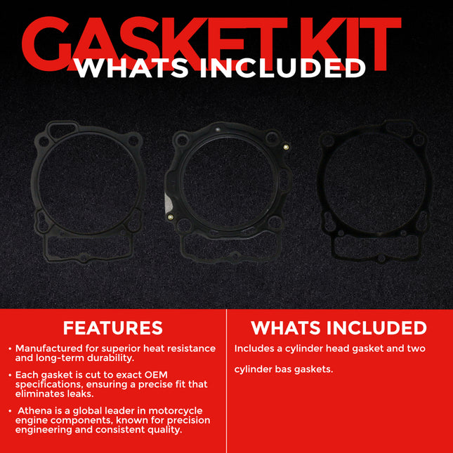 Athena R2706‑081 Race Gasket Kit for KTM 450 SX‑F (2016‑2024) – Includes Head Gasket & Two Base Gaskets for High‑Performance Rebuilds