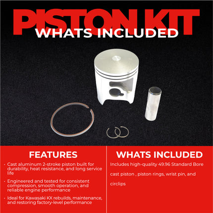 Athena S4C04450001A Cast Piston for Kawasaki 65 KX / Suzuki 65 RM 2000-2023 - Piston Size 44.45mm Forged 2-Stroke Piston Replacement - Motocross Dirt Bikes