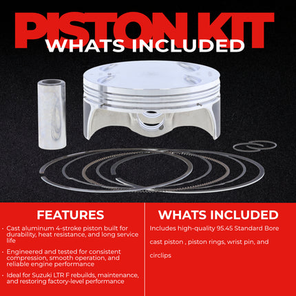 Athena S5F07800004B Cast Piston for Suzuki 450 LTR (2006-2011) - Piston Size 95.45 mm Forged 4-Stroke Piston Replacement - Motocross Dirt Bikes