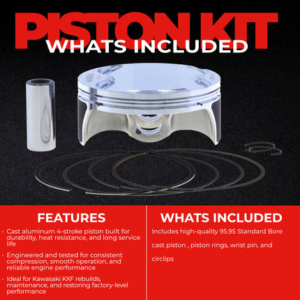 Athena S5F09600002A Cast Piston for Kawasaki 450 KXF (2009-2018) - Piston Size 95.95 mm Forged 4-Stroke Piston Replacement - Motocross Dirt Bikes
