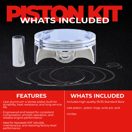 Athena S5F09600002B Cast Piston for Kawasaki 450 KXF (2009-2018) - Piston Size 95.95 mm Forged 4-Stroke Piston Replacement - Motocross Dirt Bikes