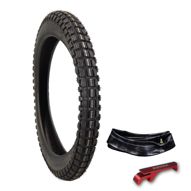Kenda Small Block 3.00-17 K262 Tire and 275/300-17 Kenda TR-4 Tube w/ Keychain