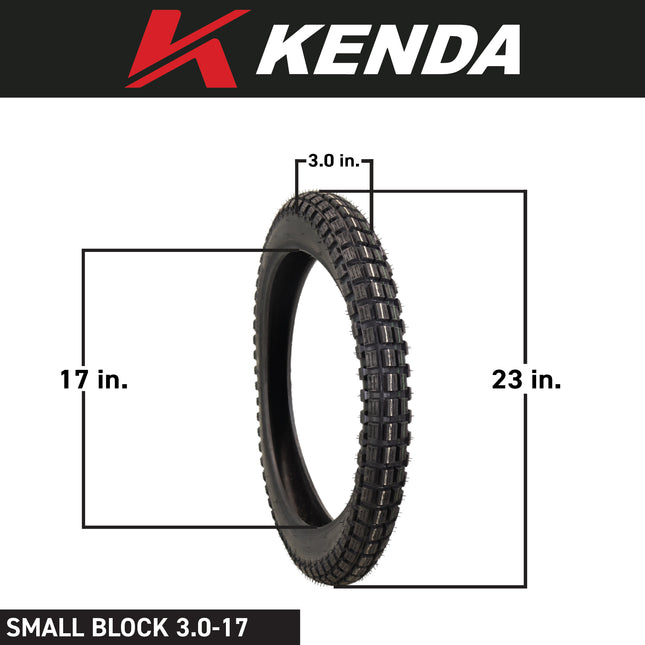 Kenda Small Block 3.00-17 K262 Tube-Type (TT) Tire with Keychain