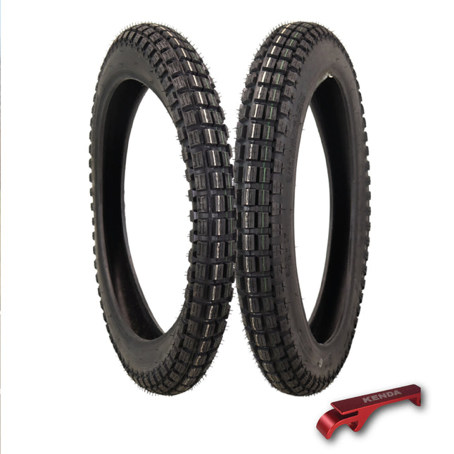 Kenda Small Block 3.00-17 K262 Tube-Type (TT) Tires (2) with Keychain (2-Pack)