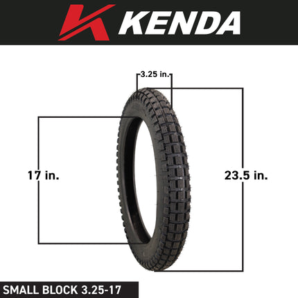 Kenda Small Block 3.25-17 K262 Tube-Type (TT) Tires (2) with Keychain (2-Pack)