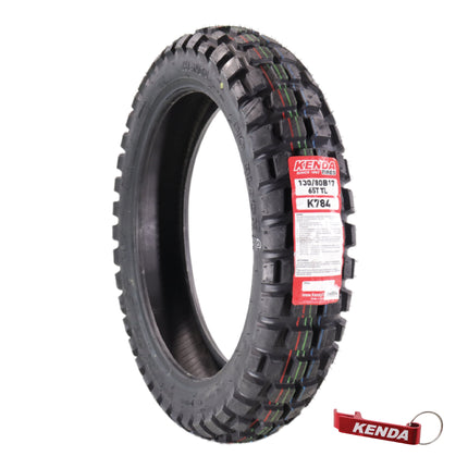 Kenda Big Block (K784) 130/80B17 Rear Tire for Motorcycles, Dirt Bikes, and City Bikes - Durable Off-Road & Street Performance with Keychain 130x80x17