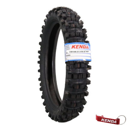 Kenda Trakmaster K760 100/100-18 Rear Motorcycle Tire with Keychain