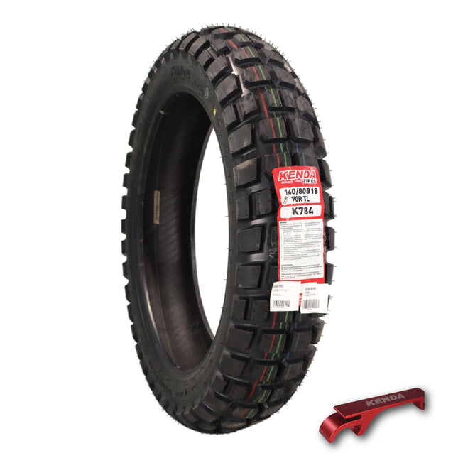 Kenda Big Block (K784) 140/80B18 Rear Tire for Motorcycles, Dirt Bikes, and City Bikes - Durable Off-Road & Street Performance with Keychain 140x80x18