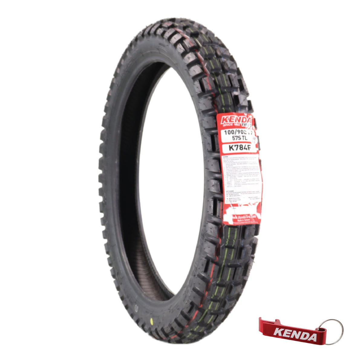 Kenda Big Block 100/90B19 K784 Tubeless (TL) Tire with Keychain