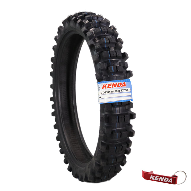 Kenda Trakmaster K760 100/90-19 Rear Tire for Motorcycles, Dirt Bikes, and City Bikes - Durable Off-Road & Street Performance with Keychain 100x90x19