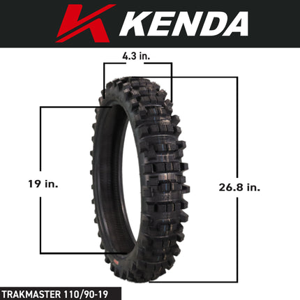 Kenda Trakmaster K760 110/90-19 Rear Tire for Motorcycles, Dirt Bikes, and City Bikes - Durable Off-Road & Street Performance with Keychain 110x90x19