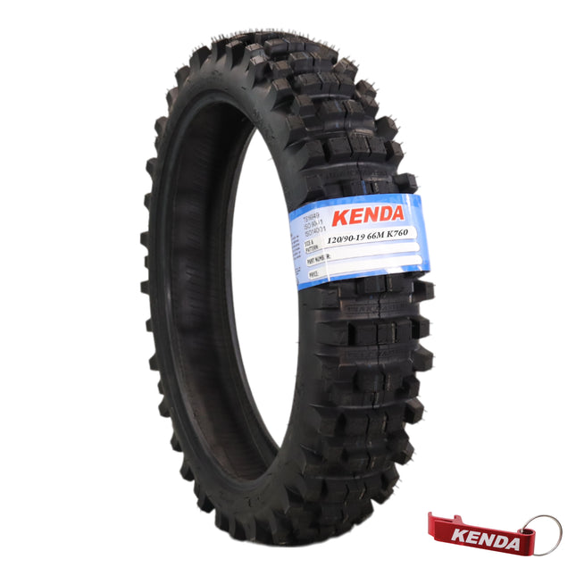 Kenda Trakmaster K760 120/90-19 Rear Tire for Motorcycles, Dirt Bikes, and City Bikes - Durable Off-Road & Street Performance with Keychain 120x90x19