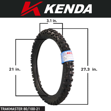 Kenda Trakmaster K760 80/100-21 Front and 110/100-18 Rear Tires for Motorcycles, Dirt Bikes, and City Bikes - Durable Off-Road & Street Performance with Keychain (2 Pack)