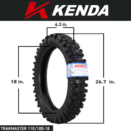 Kenda Trakmaster K760 80/100-21 Front and 110/100-18 Rear Tires for Motorcycles, Dirt Bikes, and City Bikes - Durable Off-Road & Street Performance with Keychain (2 Pack)
