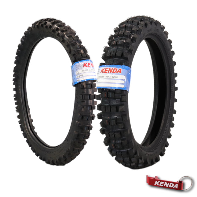 Kenda Trakmaster 80/100-21 Front & 100/100-18 Rear TT Tire Set w/ Keychain