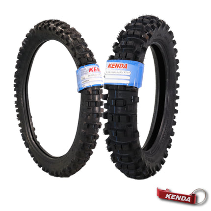 Kenda Trakmaster K760 80/100-21 Front and 120/100-18 Rear Tires for Motorcycles, Dirt Bikes, and City Bikes - Durable Off-Road & Street Performance with Keychain (2 Pack)