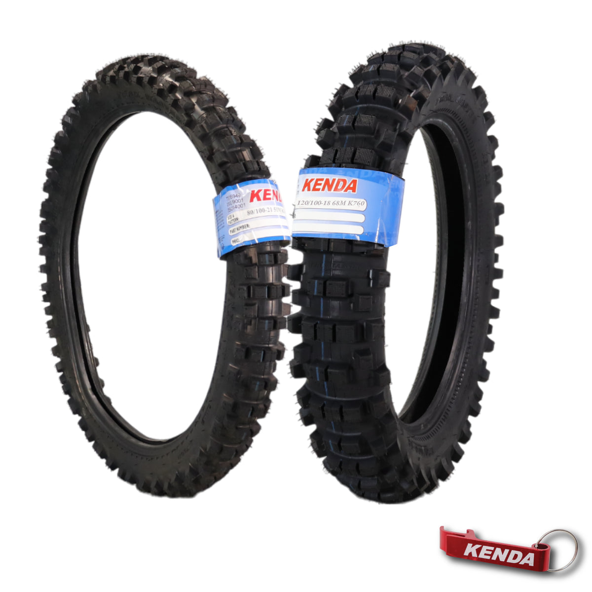 Kenda Trakmaster 80/100-21 Front & 120/100-18 Rear TT Tire Set w/ Keychain
