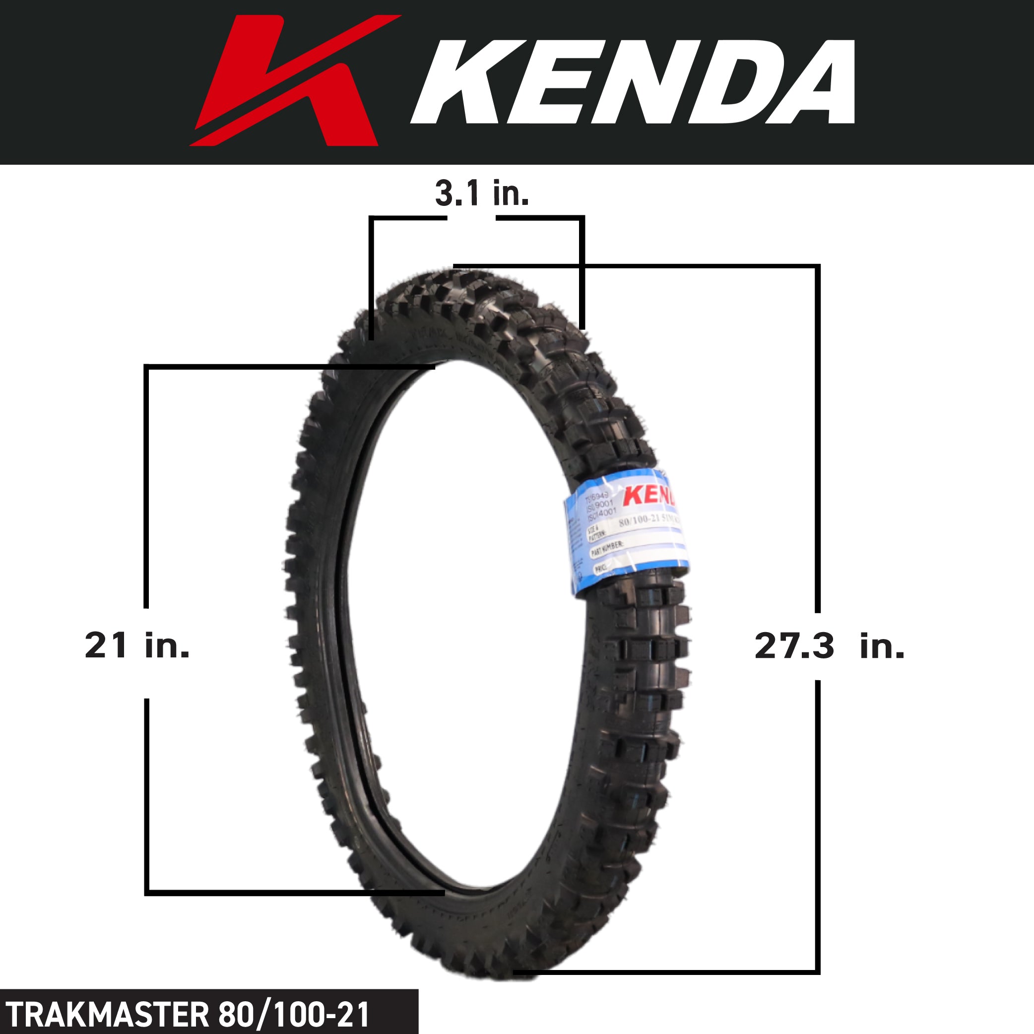 Kenda Trakmaster 80/100-21 Front & 120/90-19 Rear TT Tire Set w/ Keychain