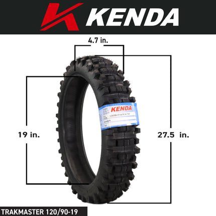 Kenda Trakmaster K760 80/100-21 Front and 120/90-19 Rear Tires for Motorcycles, Dirt Bikes, and City Bikes - Durable Off-Road & Street Performance with Keychain (2 Pack)