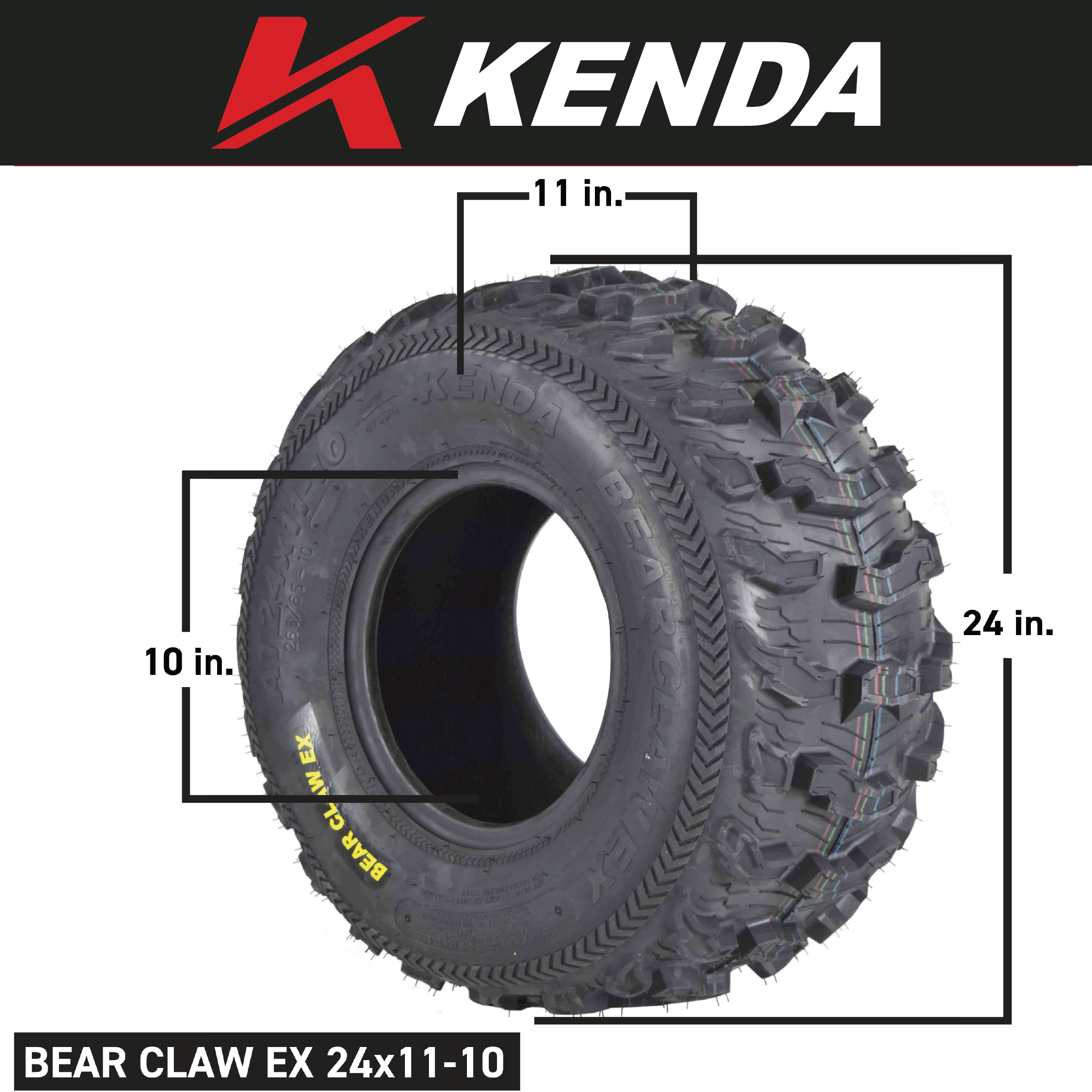 Kenda Bear Claw EX 24x11-10 Rear ATV 6 PLY Tire Bearclaw 24x11x10 Single Tire
