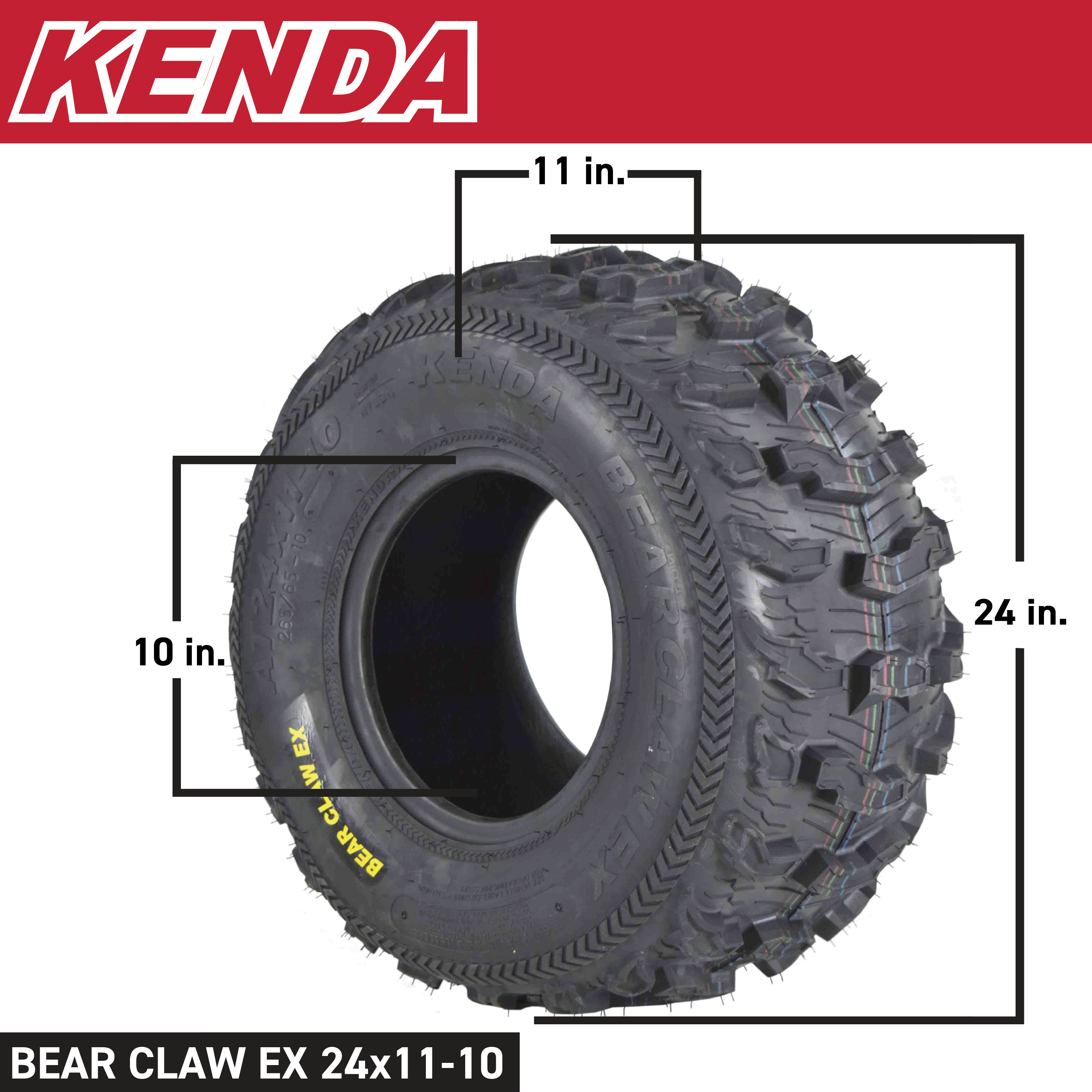 Kenda Bear Claw EX 22x11-10 Rear 6 PLY ATV Tire Bearclaw 22x11x10 Single Tire