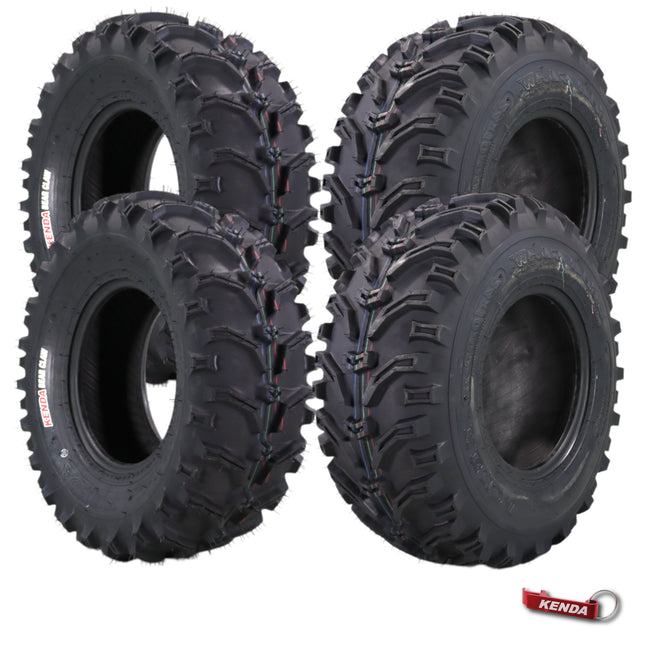 Kenda Bearclaw K299 - 24x9-11 Front & 24x10-11 Rear Tires for All Terrain (ATV), UTV, and Side by Side (SxS) Vehicles - 6-Ply - Bear Claw 24x9x11 24x10x11 with Kenda Keychain (4-Pack)