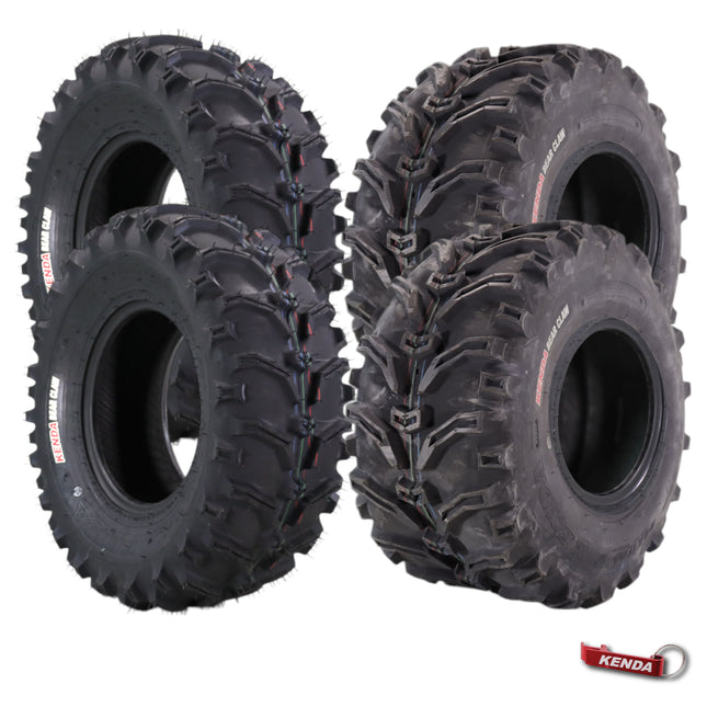Kenda Bearclaw K299 - 24x9-11 Front & 24x11-10 Rear Tires for All Terrain (ATV), UTV, and Side by Side (SxS) Vehicles - 6-Ply - Bear Claw 24x9x11 24x11x10 with Kenda Keychain (4-Pack)
