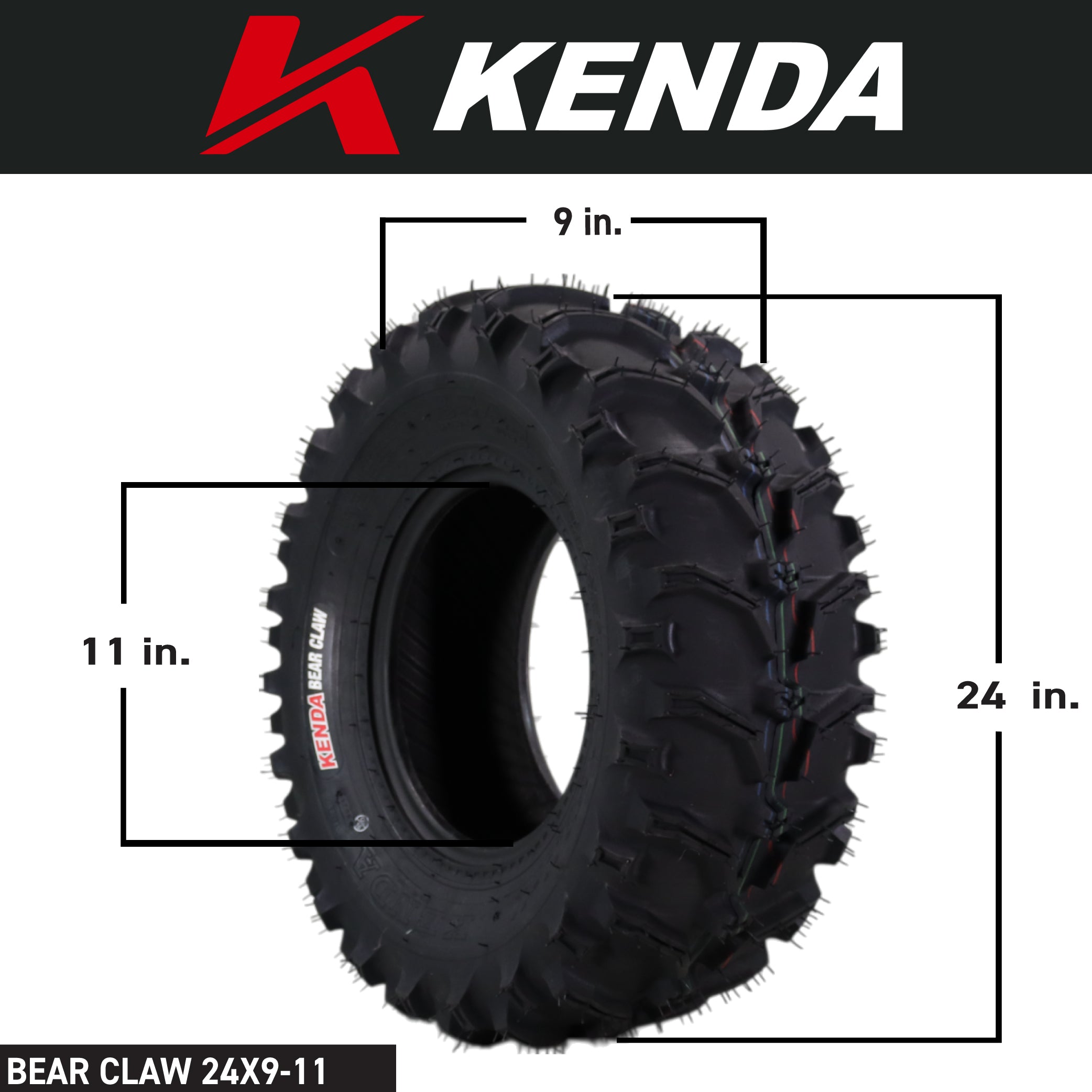 Kenda Bear Claw Front 24x9-11 & Rear 24x11-10 ATV, UTV or SXS Tires w/ Keychain