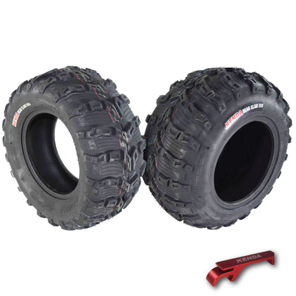 Kenda Bearclaw EVO K592 - 25x10-12 Rear Tires for All Terrain (ATV), UTV, and Side by Side (SxS) Vehicles - 6-Ply - Bear Claw EVO 25x10x12 with Kenda Keychain (2-Pack)
