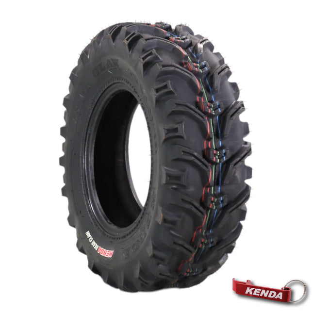 Kenda Bearclaw K299 - 25x8-12 Front Tire for All Terrain (ATV), UTV, and Side by Side (SxS) Vehicles - 6-Ply - Bear Claw 25x8x12 with Kenda Keychain