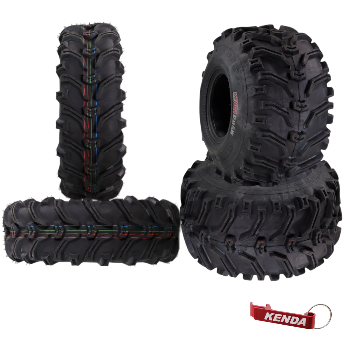 Kenda Bear Claw Front 25x8-12 & Rear 25x12.5-9 ATV, UTV or SXS Tires w/ Keychain