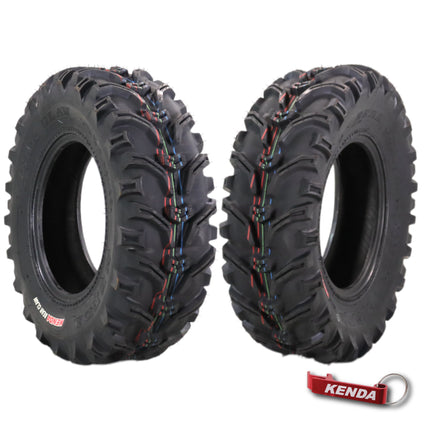 Kenda Bearclaw K299 - 25x8-12 Front Tires for All Terrain (ATV), UTV, and Side by Side (SxS) Vehicles - 6-Ply - Bear Claw 25x8x12 with Kenda Keychain (2-Pack)