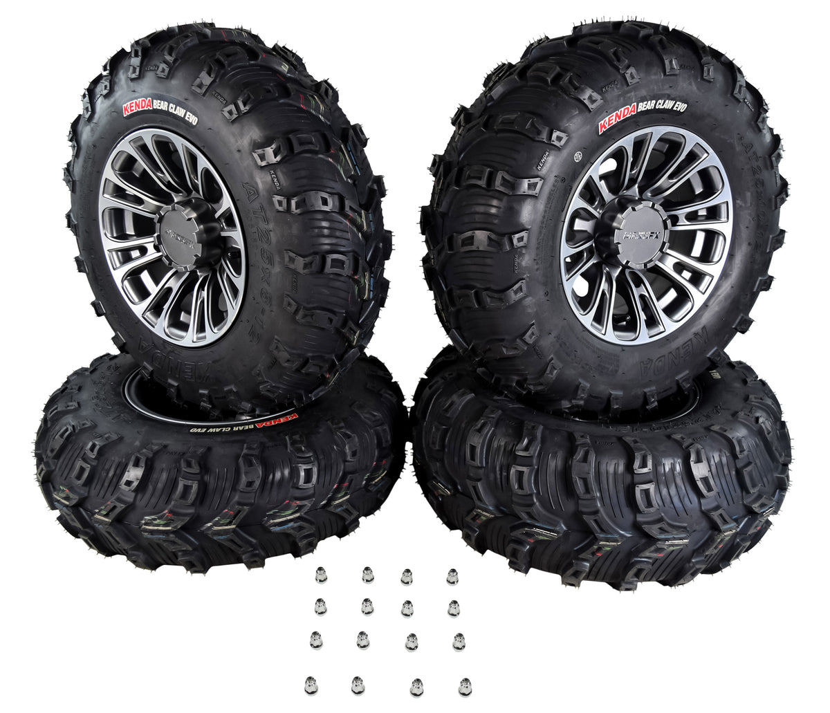 Kenda Bear Claw EVO 25x8-12 25x10-12 Tires Gunmetal 12x7 4/156 Wheel & Tire Kit