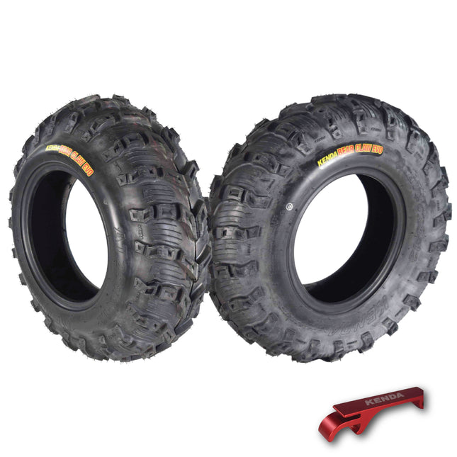Kenda Bearclaw EVO K592 - 25x8-12 Front Tires for All Terrain (ATV), UTV, and Side by Side (SxS) Vehicles - 6-Ply - Bear Claw EVO 25x8x12 with Kenda Keychain (2-Pack)
