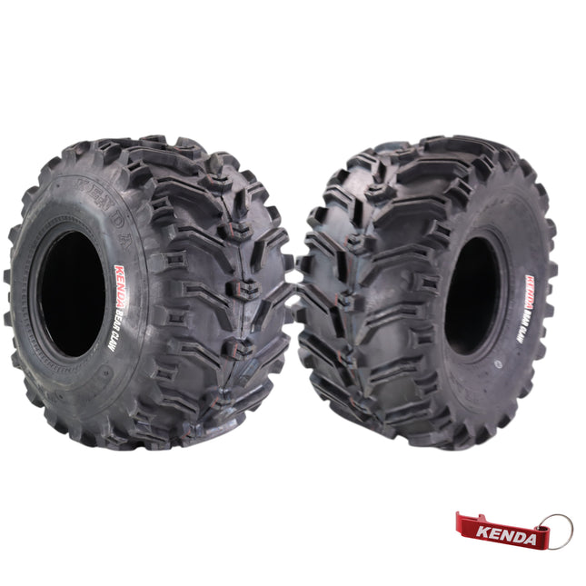 Kenda Bearclaw K299 - 25x12.5-9 Rear Tires for All Terrain (ATV), UTV, and Side by Side (SxS) Vehicles - 6-Ply - Bear Claw 25x12.5x9 with Kenda Keychain (2-Pack)