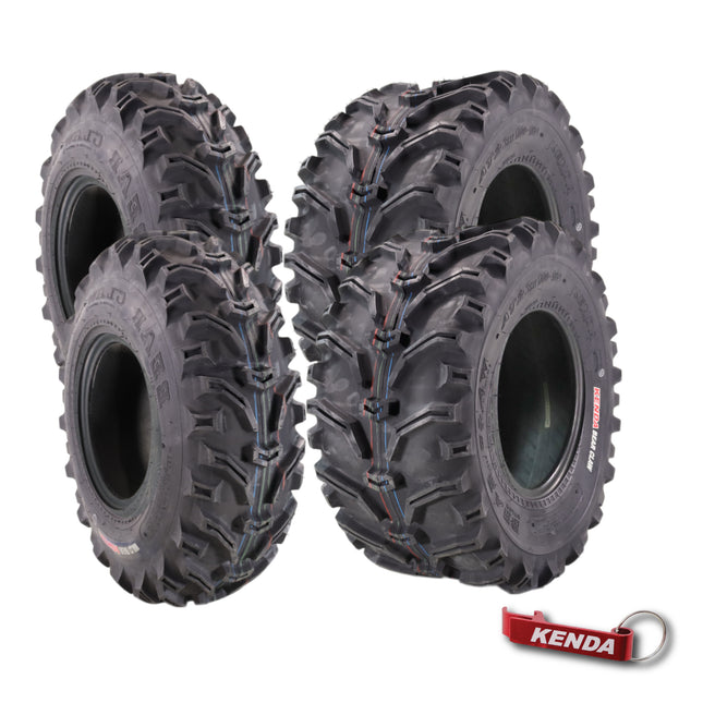 Kenda Bearclaw K299 - 23x7-10 Front & 23x10-10 Rear Tires for All Terrain (ATV), UTV, and Side by Side (SxS) Vehicles - 6-Ply - Bear Claw 23x7x10 23x10x10 with Kenda Keychain (4-Pack)