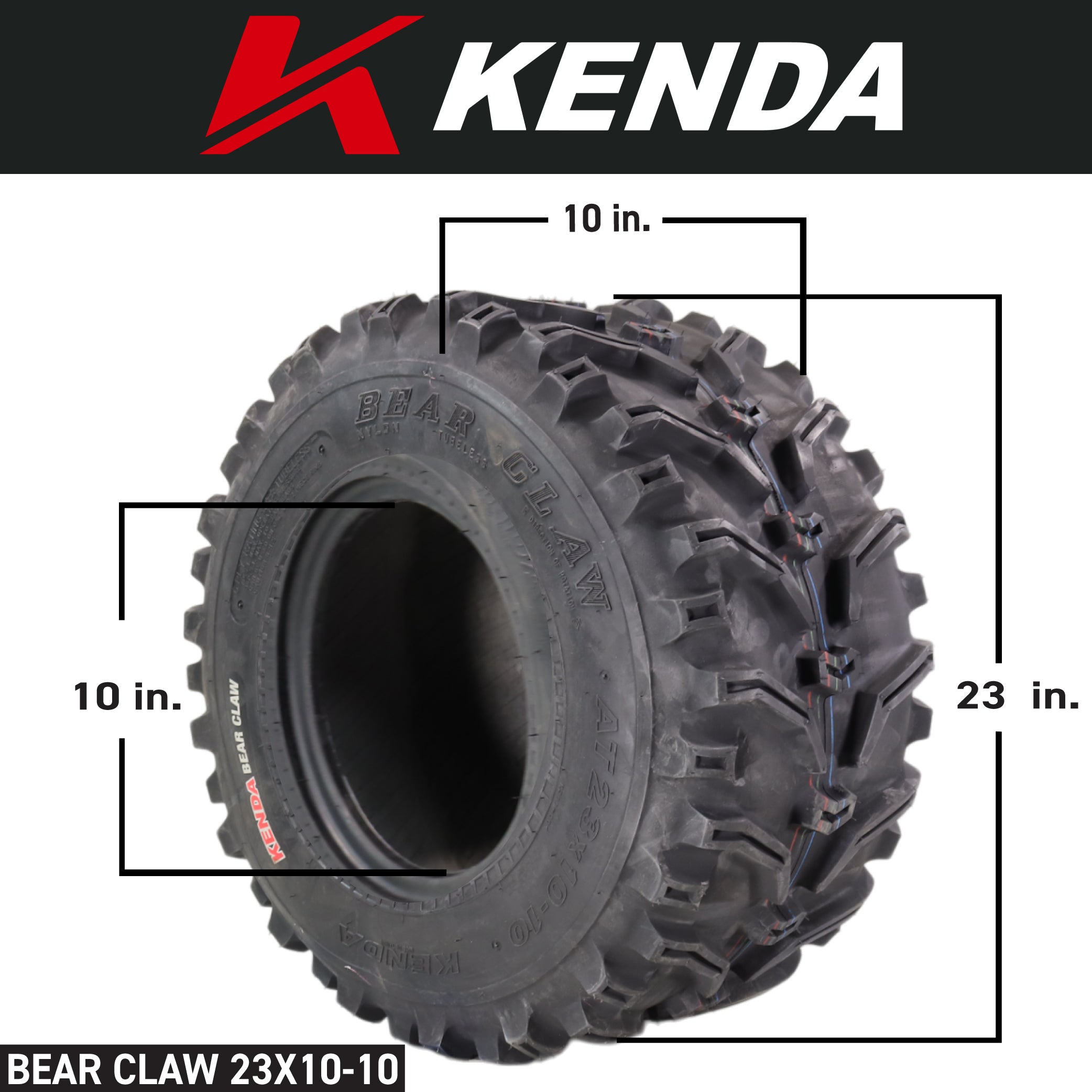 Kenda Bear Claw Front 23x7-10 & Rear 23x10-10 ATV, UTV, or SXS Tires w/ Keychain