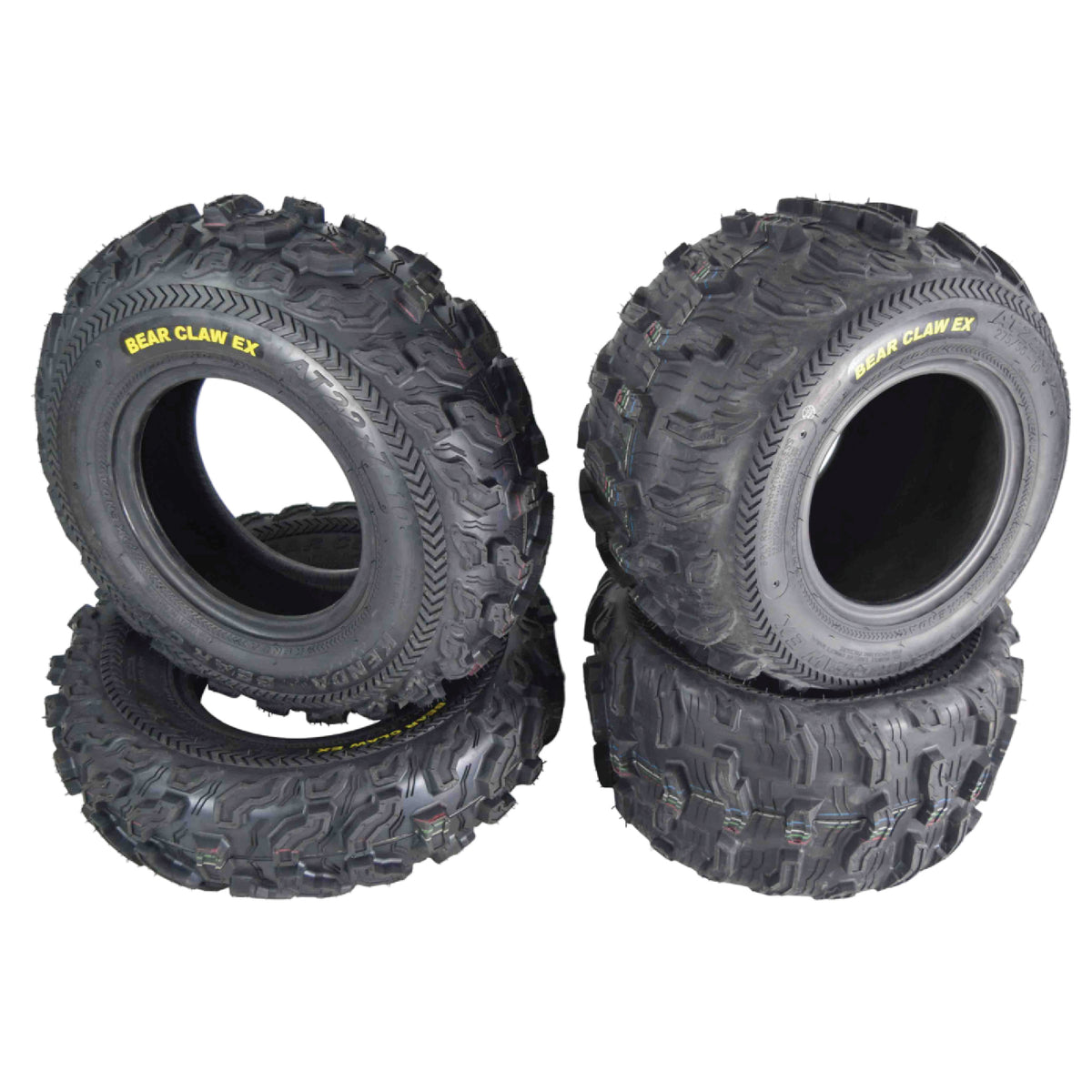 Kenda Bearclaw EX K573 - 22x7-10 Front & 22x11-10 Rear Tires for All Terrain (ATV), UTV, and Side by Side (SxS) Vehicles - 6-Ply - Bear Claw EX 22x7x10 22x11x10 (4-Pack)