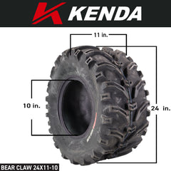 Kenda Bear Claw 24x11-10 Rear Off-Road Tire For ATV, UTV or SXS Vehicles