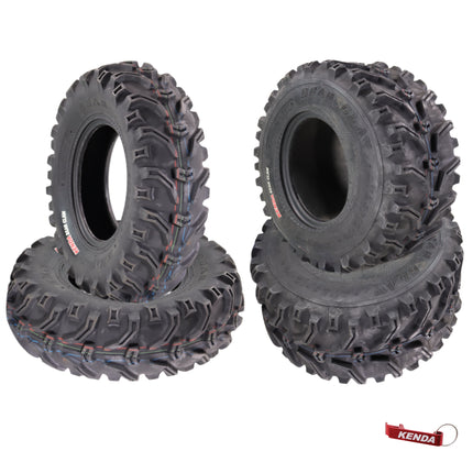 Kenda Bearclaw K299 - 23x8-11 Front & 23x10-10 Rear Tires for All Terrain (ATV), UTV, and Side by Side (SxS) Vehicles - 6-Ply - Bear Claw 23x8x11 23x10x10 with Kenda Keychain (4-Pack)