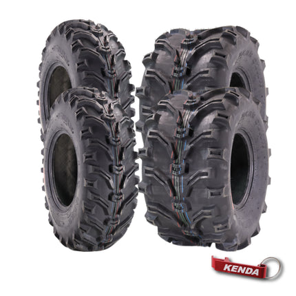 Kenda Bearclaw K299 - 25x8-11 Front & 25x12.5-10 Rear Tires for All Terrain (ATV), UTV, and Side by Side (SxS) Vehicles - 6-Ply - Bear Claw 25x8x11 Front & 25x12.5x10 with Kenda Keychain (4-Pack)