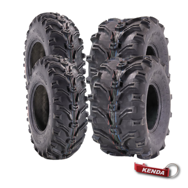 Kenda Bearclaw K299 - 25x8-11 Front & 25x12.5-10 Rear Tires for All Terrain (ATV), UTV, and Side by Side (SxS) Vehicles - 6-Ply - Bear Claw 25x8x11 Front & 25x12.5x10 with Kenda Keychain (4-Pack)