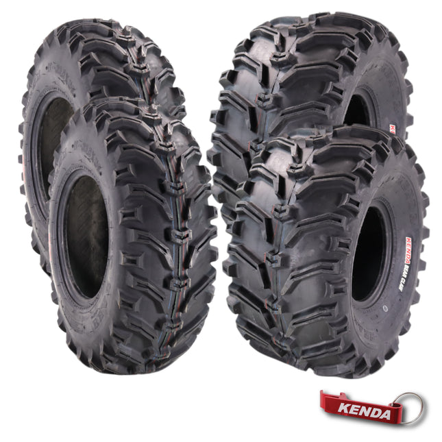 Kenda Bearclaw K299 - 25x8-11 Front & 25x12.5-9 Rear Tires for All Terrain (ATV), UTV, and Side by Side (SxS) Vehicles - 6-Ply - Bear Claw 25x8x11 Front & 25x12.5x9 with Kenda Keychain (4-Pack)